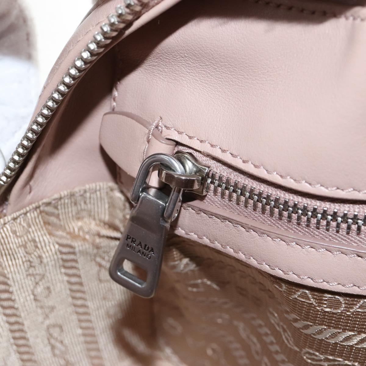 PRADA Chain Shoulder Bag Leather Beige Silver Auth 213290V