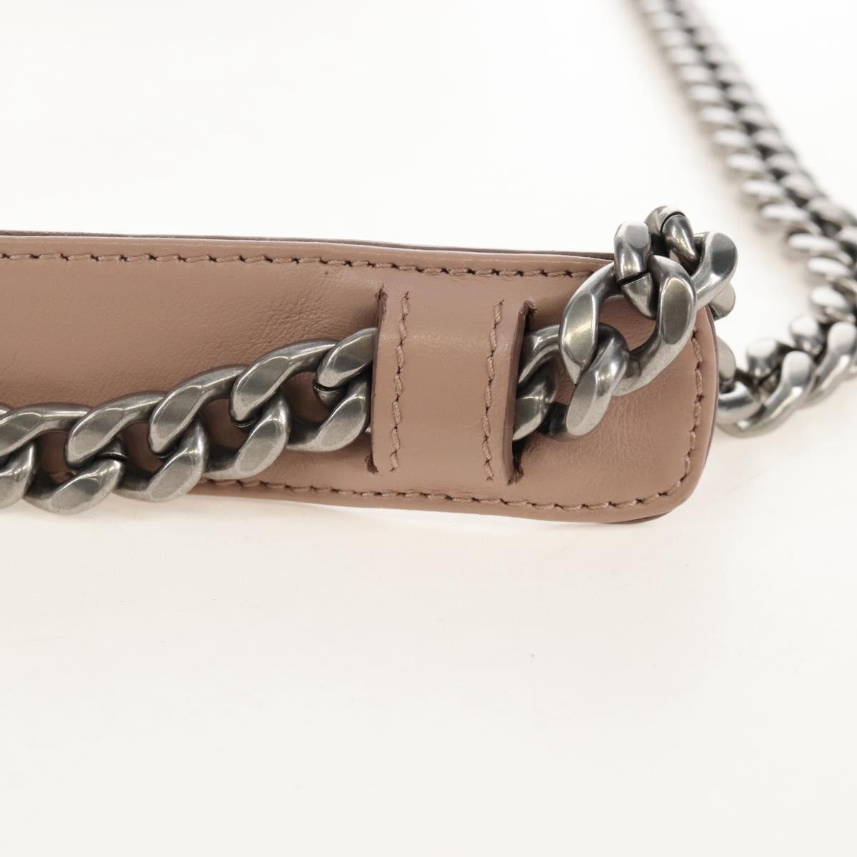 PRADA Chain Shoulder Bag Leather Beige Silver Auth 213290V