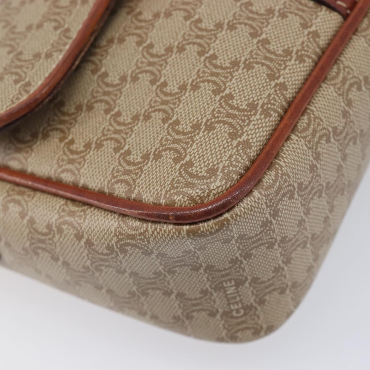 CELINE Macadam Canvas Shoulder Bag PVC Beige Gold Auth 213291