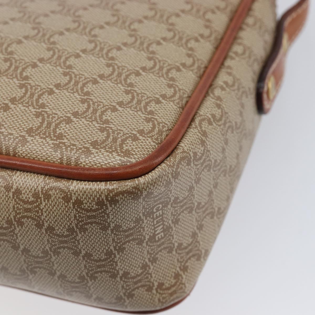 CELINE Macadam Canvas Shoulder Bag PVC Beige Gold Auth 213291