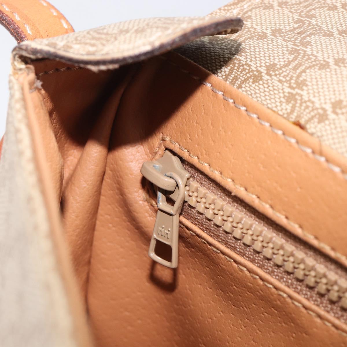 CELINE Macadam Canvas Shoulder Bag PVC Beige Gold Auth 213291