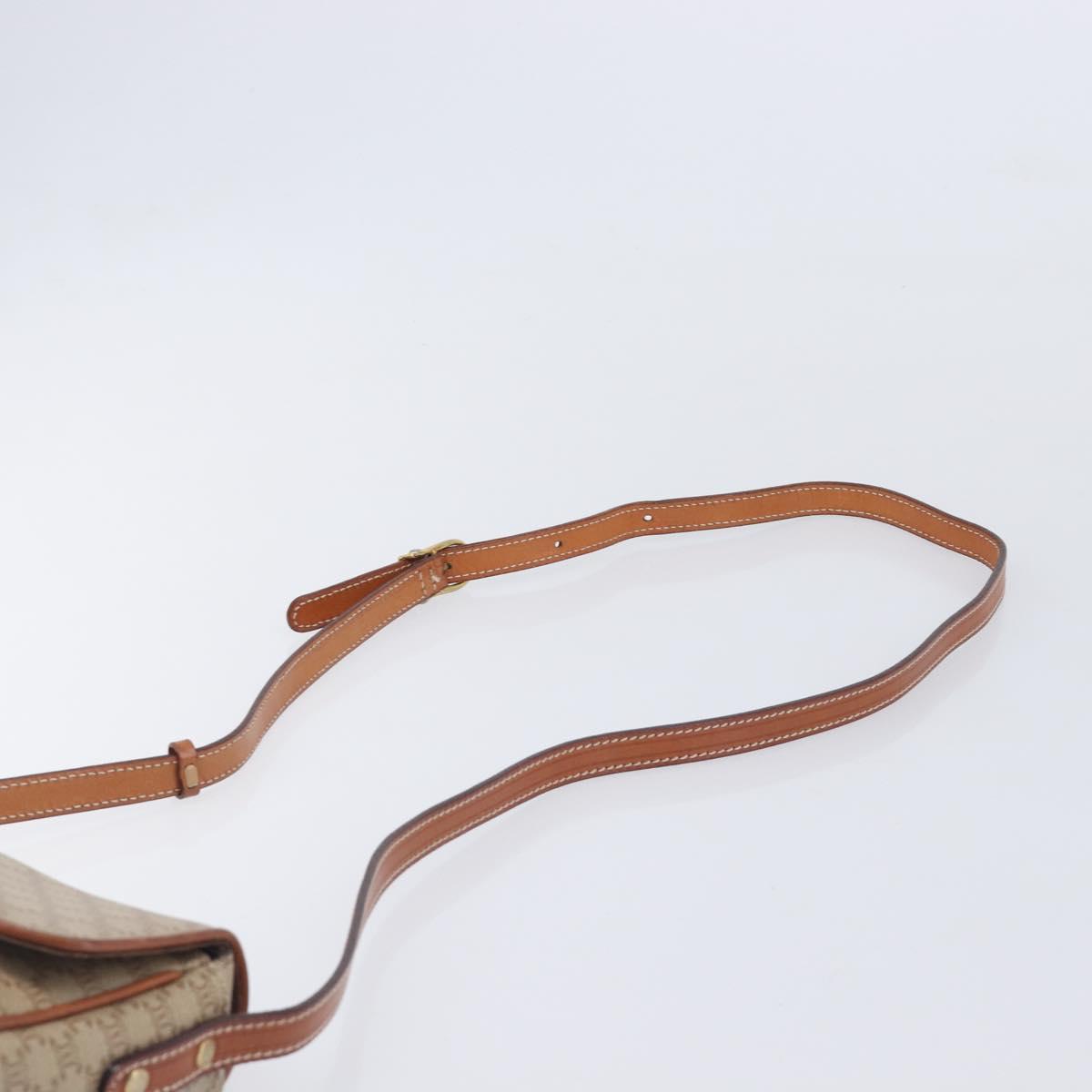 CELINE Macadam Canvas Shoulder Bag PVC Beige Gold Auth 213291