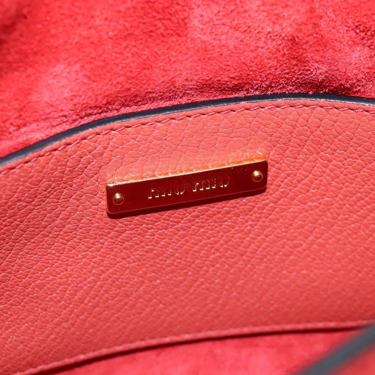 Miu Miu Madras Shoulder Bag Leather Orange Gold Auth 213292M