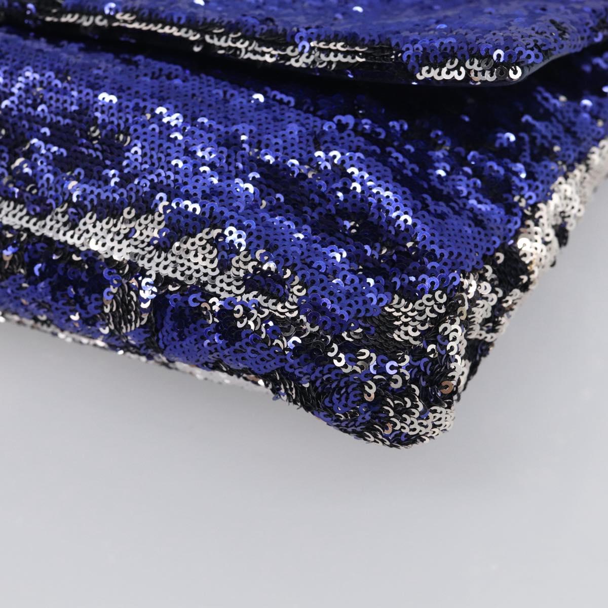 Miu Miu Shoulder Bag Sequin Navy Gold Auth 213293V