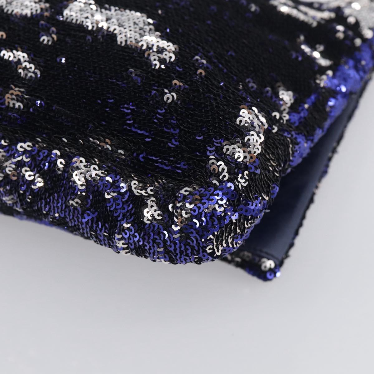 Miu Miu Shoulder Bag Sequin Navy Gold Auth 213293V
