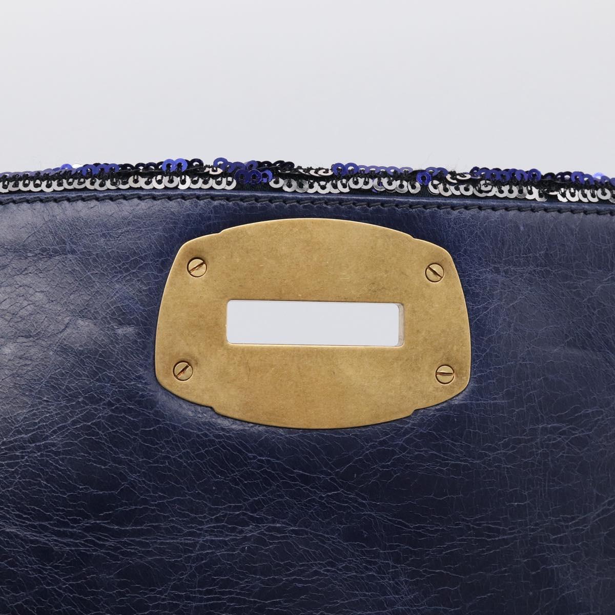 Miu Miu Shoulder Bag Sequin Navy Gold Auth 213293V