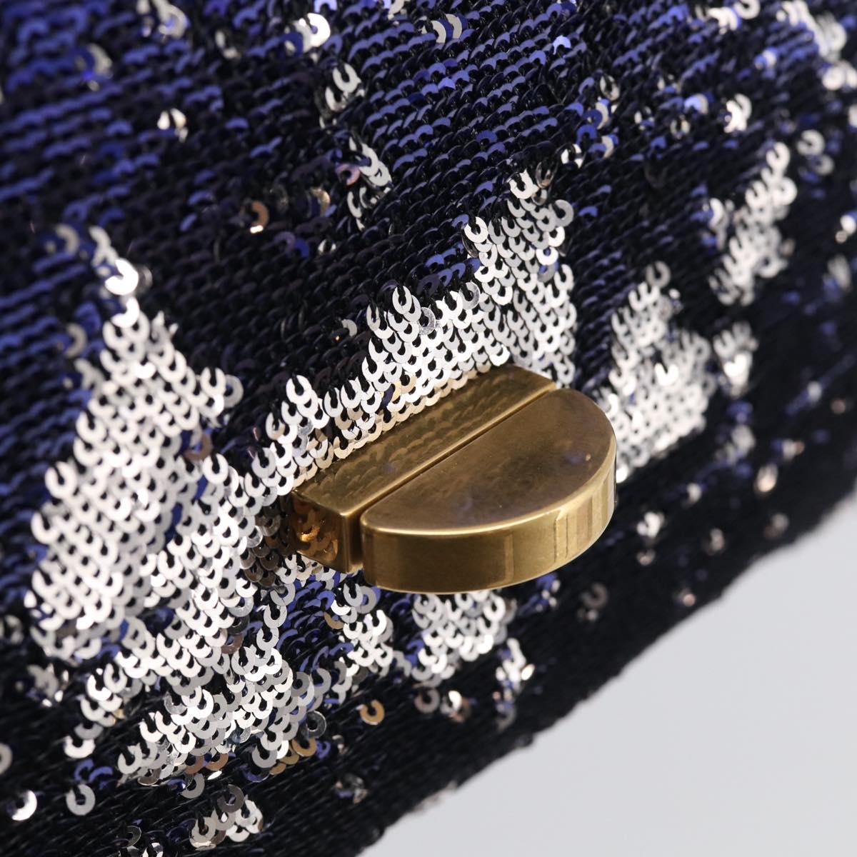Miu Miu Shoulder Bag Sequin Navy Gold Auth 213293V