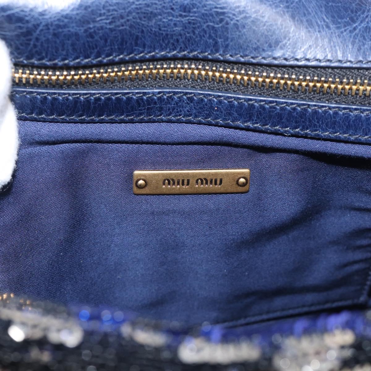 Miu Miu Shoulder Bag Sequin Navy Gold Auth 213293V