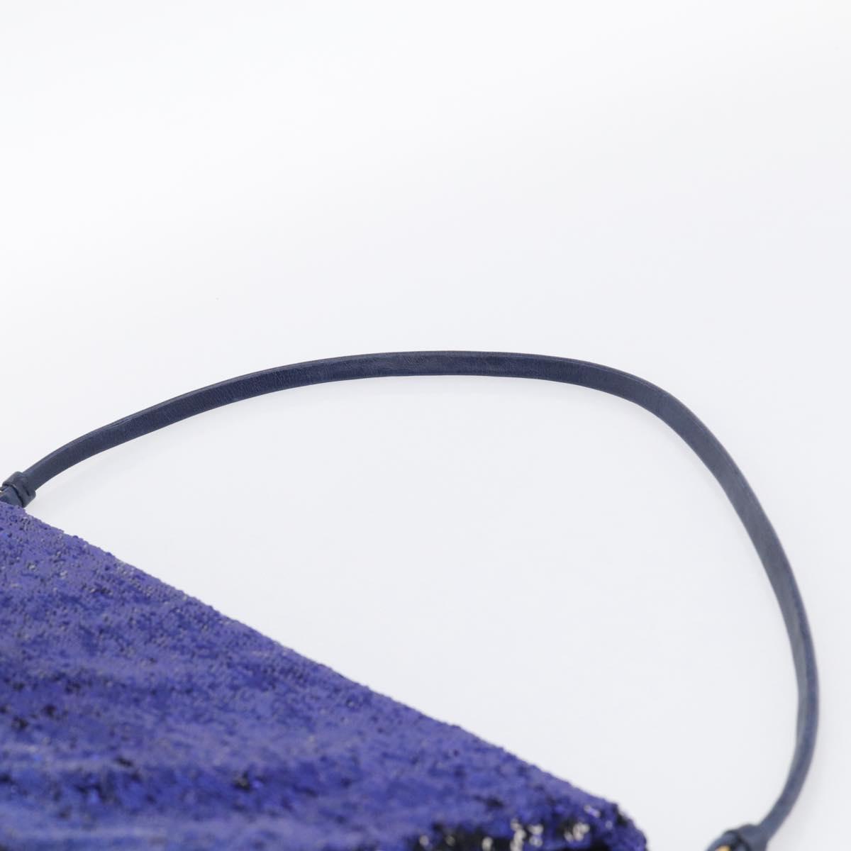 Miu Miu Shoulder Bag Sequin Navy Gold Auth 213293V