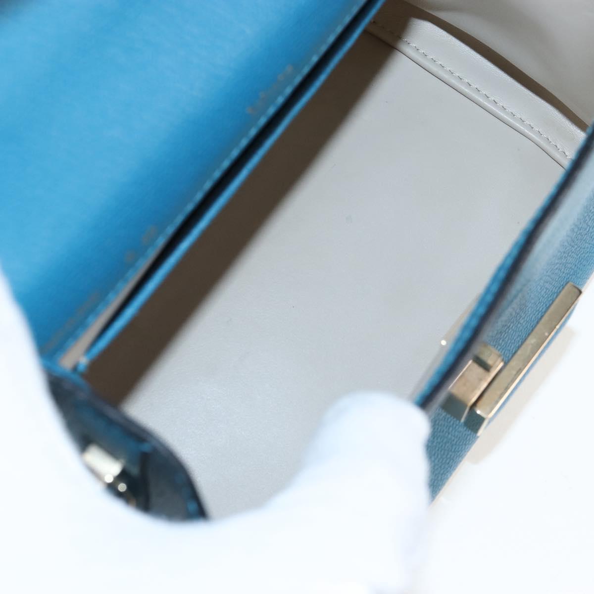 Valextra Hand Bag Leather 2way Blue Gold Auth 213304M