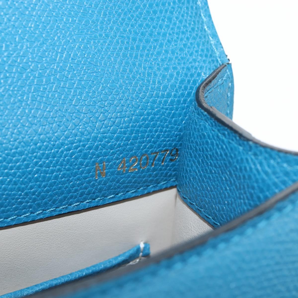 Valextra Hand Bag Leather 2way Blue Gold Auth 213304M