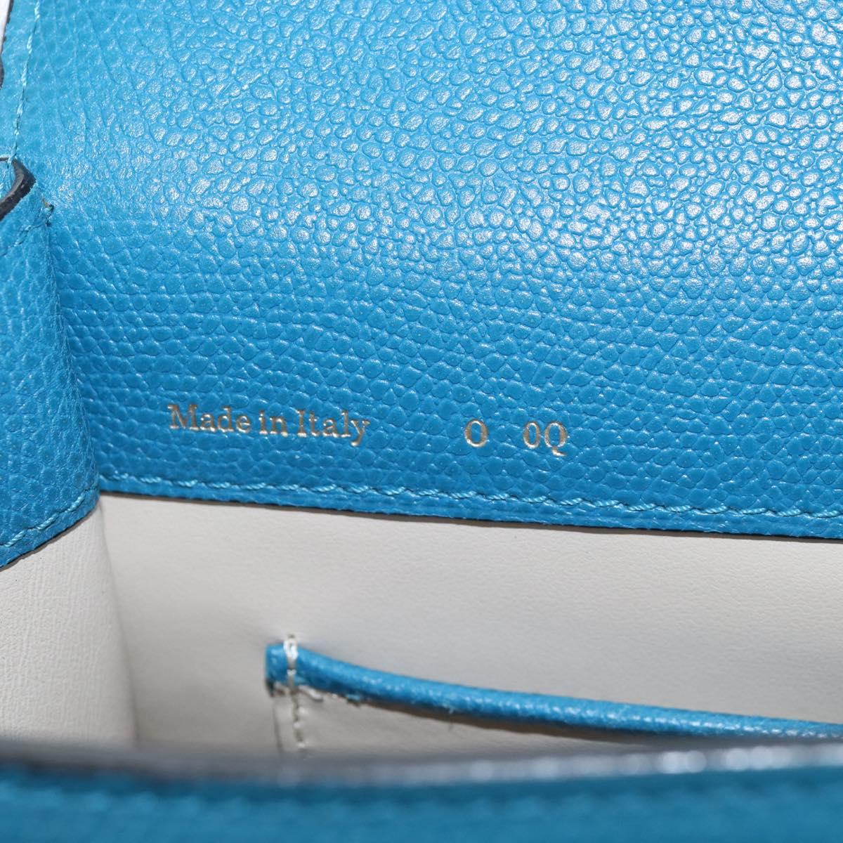 Valextra Hand Bag Leather 2way Blue Gold Auth 213304M