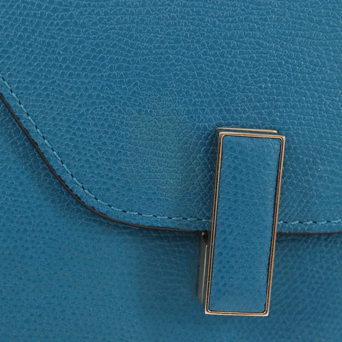 Valextra Hand Bag Leather 2way Blue Gold Auth 213304M