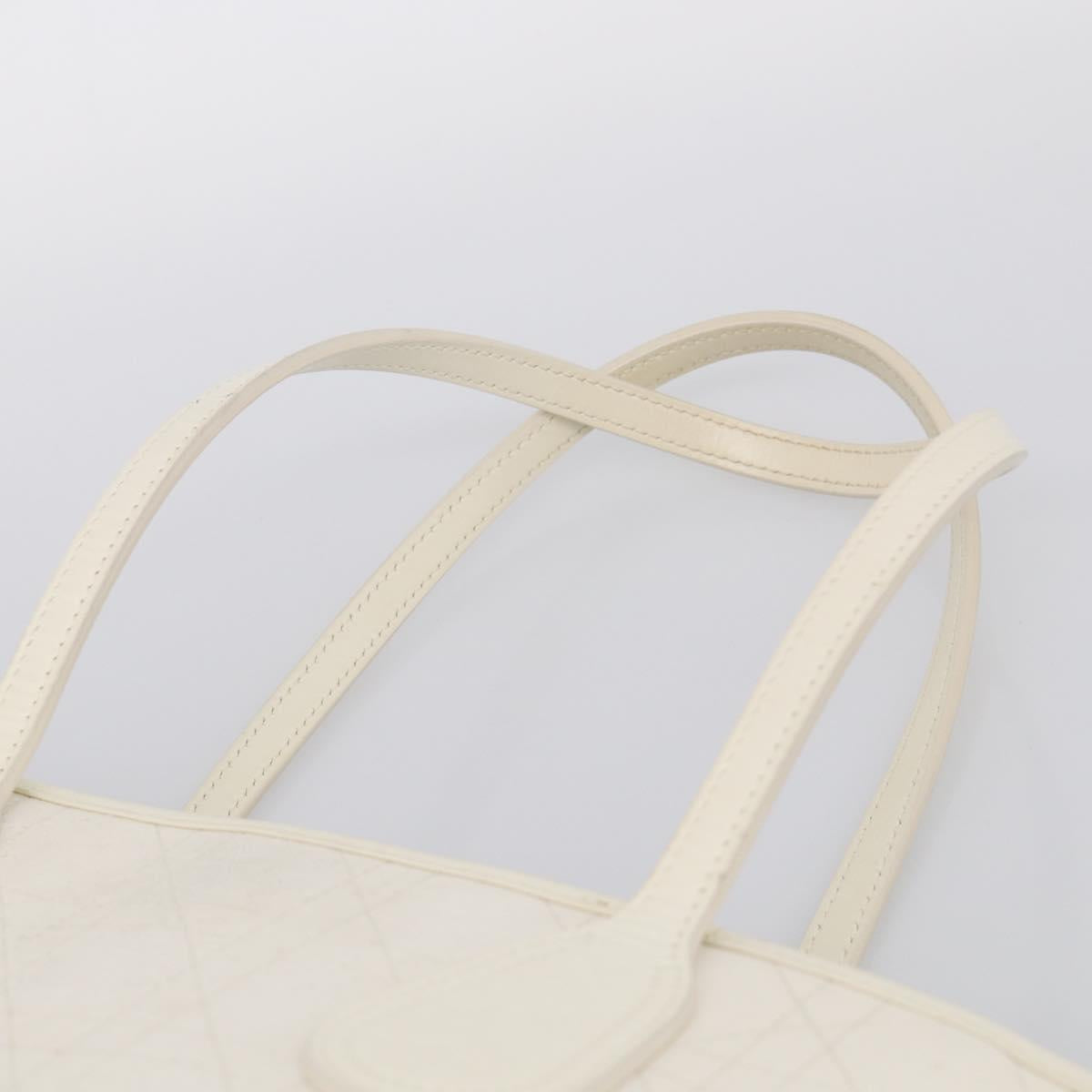 Christian Dior Canage Panarea Tote Bag Coated Canvas White Silver Auth 213306
