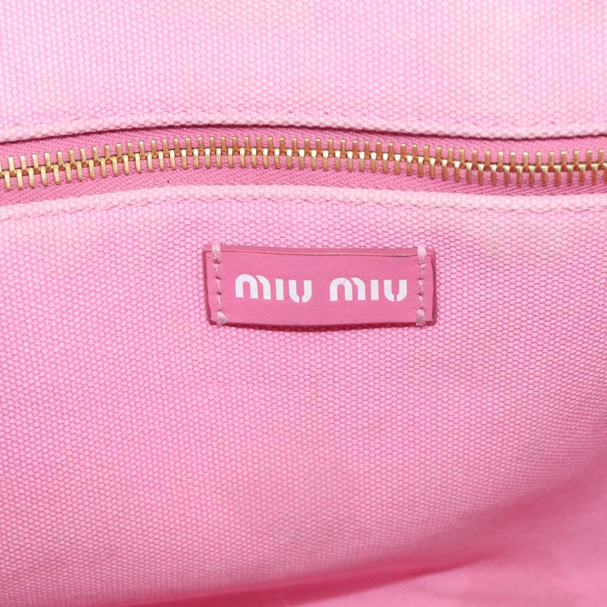 Miu Miu Hand Bag Canvas Pink Gold Auth 213308A