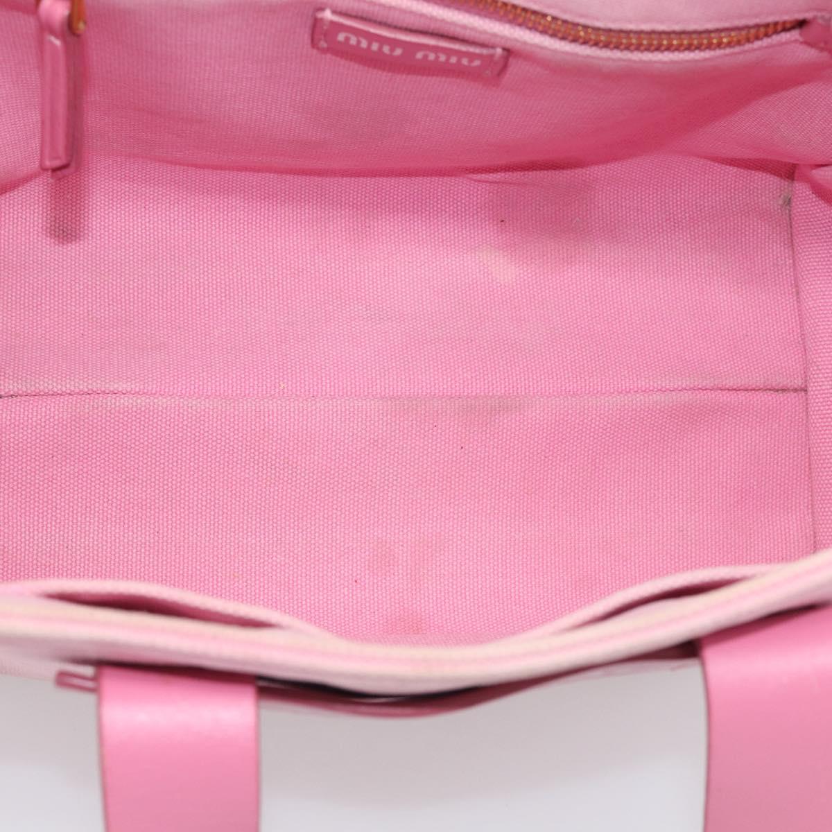 Miu Miu Hand Bag Canvas Pink Gold Auth 213308A