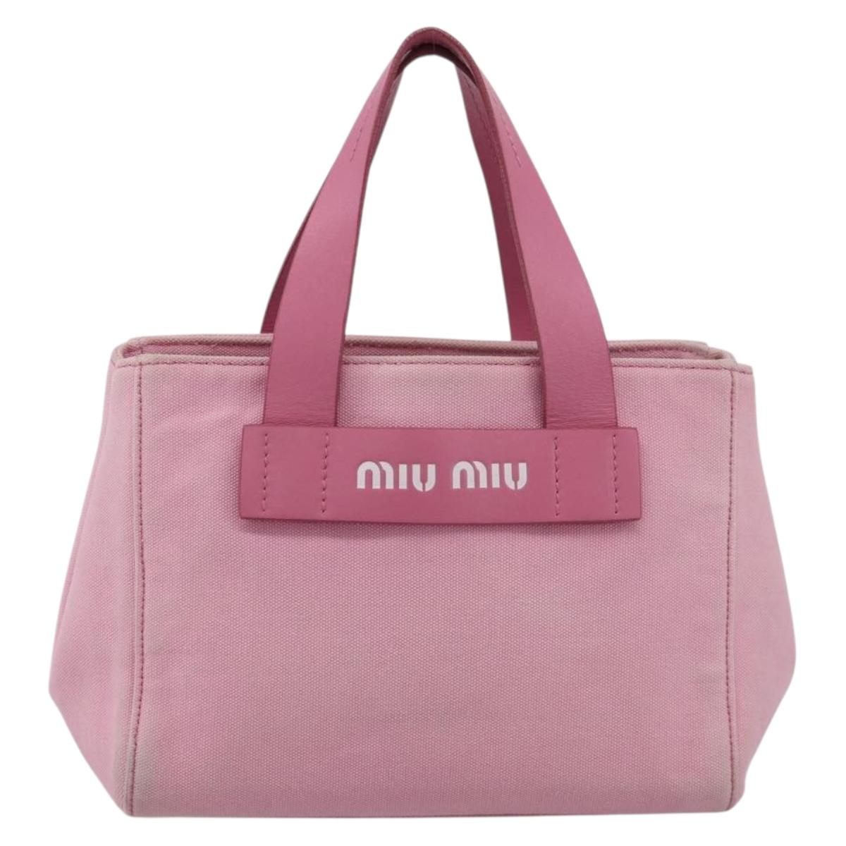 Miu Miu Hand Bag Canvas Pink Gold Auth 213308A