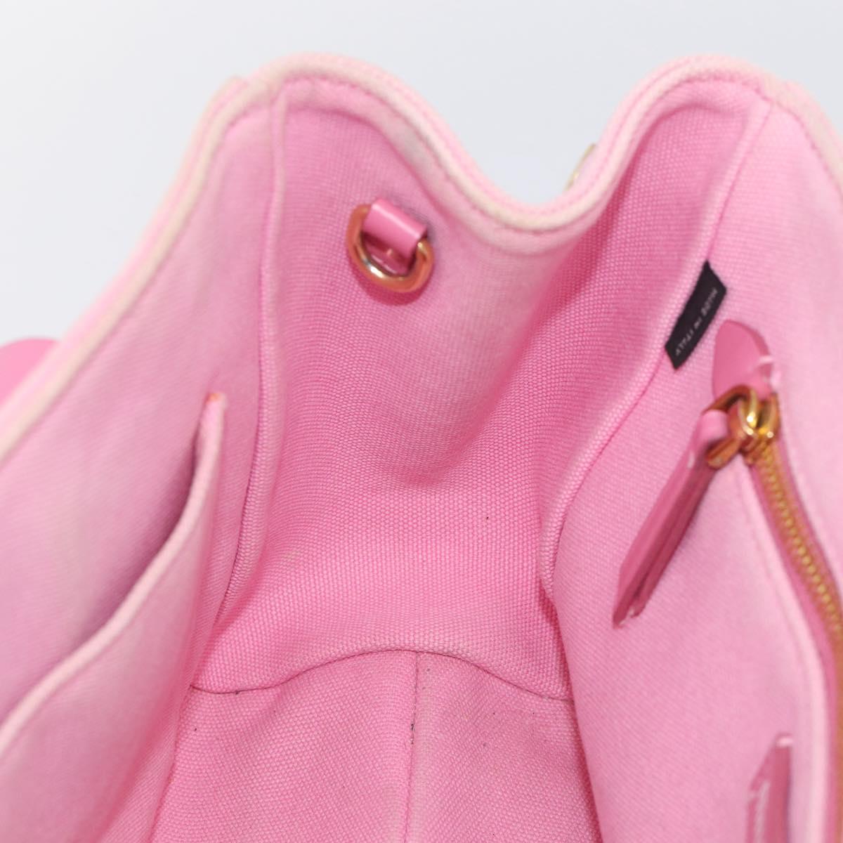 Miu Miu Hand Bag Canvas Pink Gold Auth 213308A