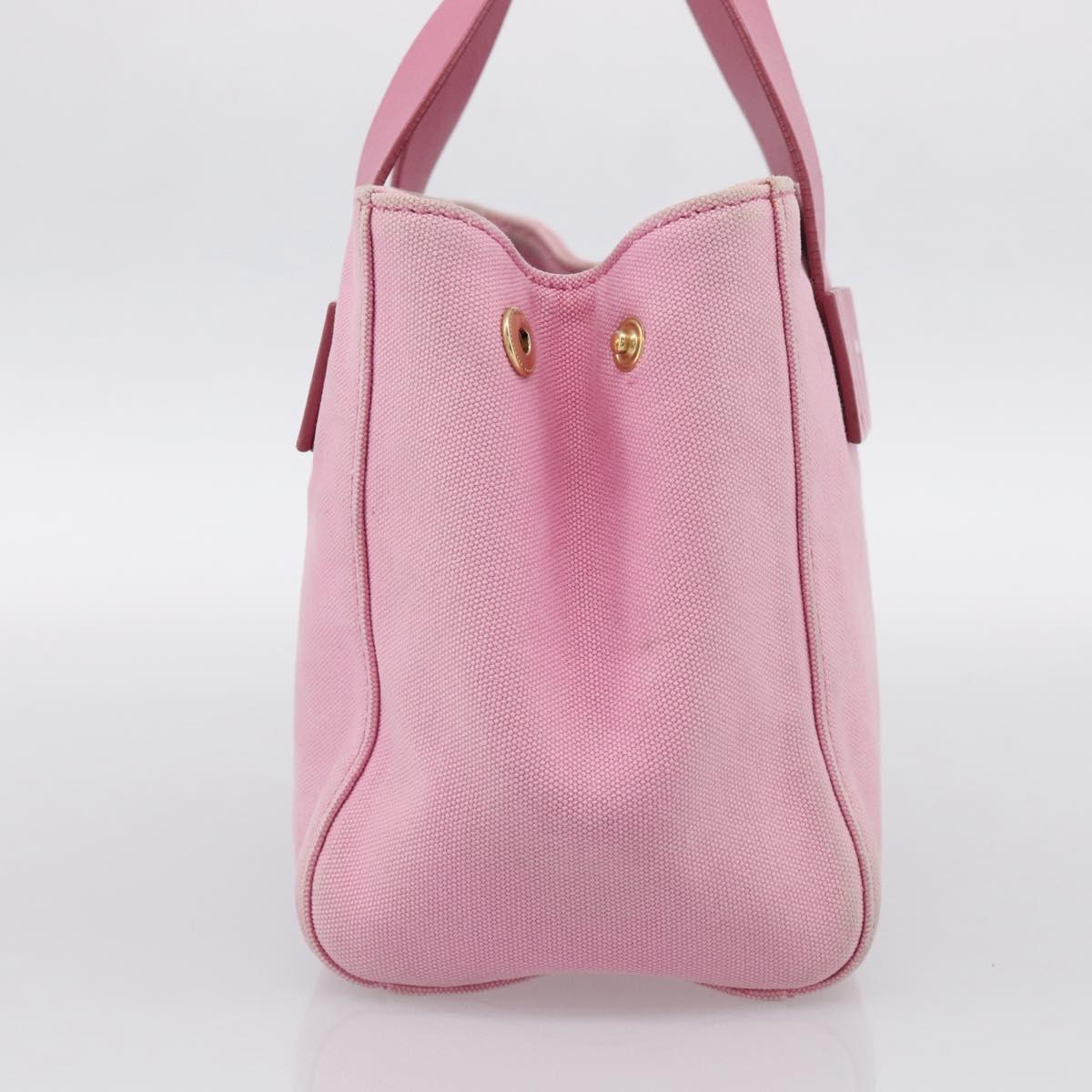 Miu Miu Hand Bag Canvas Pink Gold Auth 213308A
