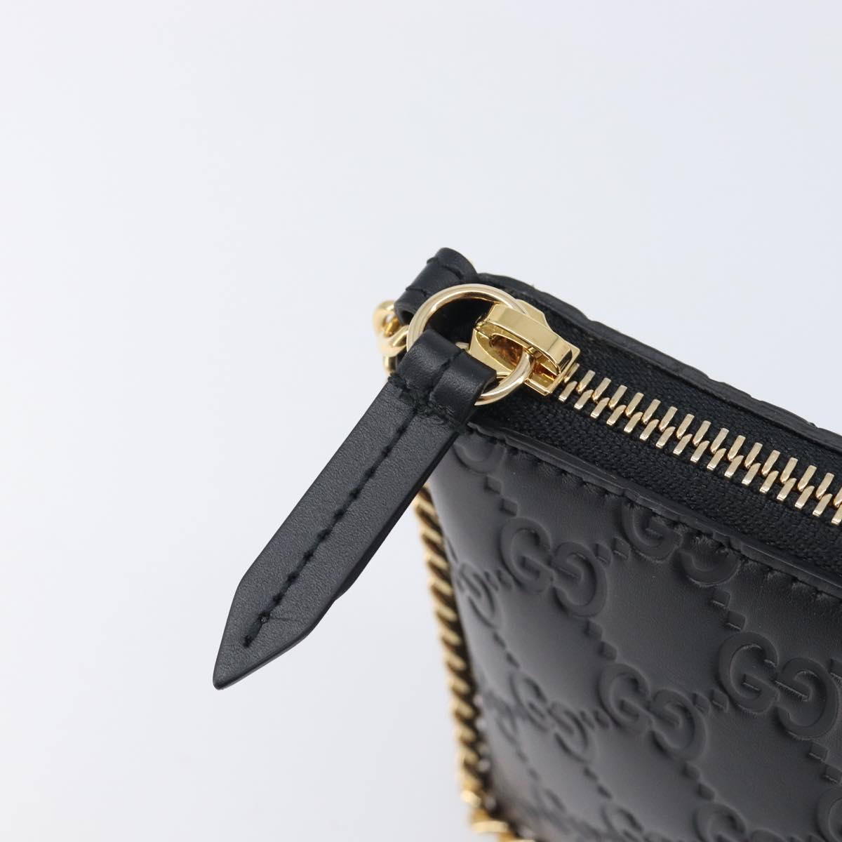 GUCCI GG Canvas Guccissima Chain Bag Leather Black Gold 428449 Auth 213309V