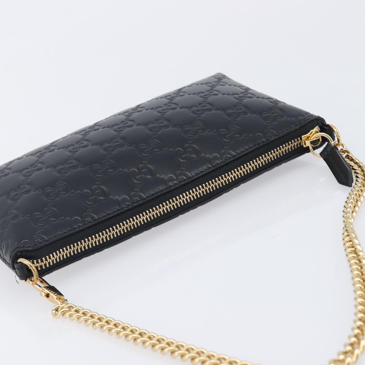 GUCCI GG Canvas Guccissima Chain Bag Leather Black Gold 428449 Auth 213309V