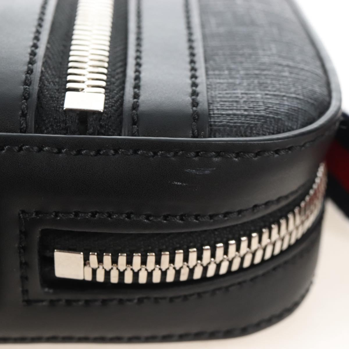 GUCCI GG Supreme Sherry Line Shoulder Bag PVC Black Silver 682357 Auth 213311V