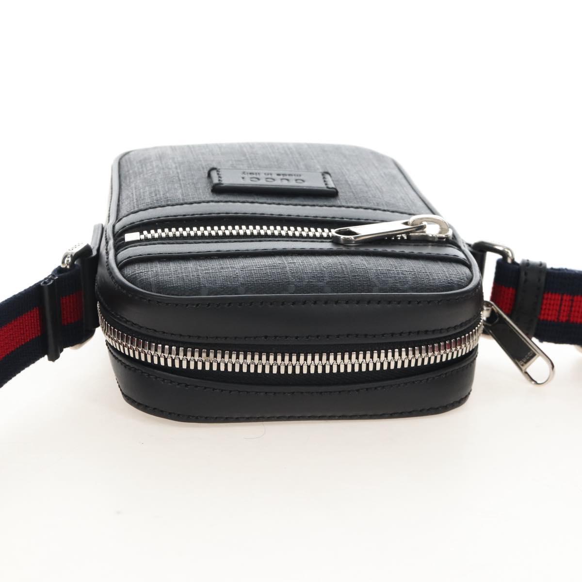 GUCCI GG Supreme Sherry Line Shoulder Bag PVC Black Silver 682357 Auth 213311V