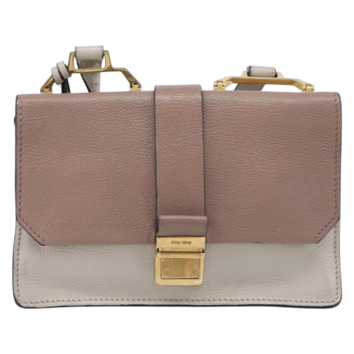 Miu Miu Madras Shoulder Bag Leather Purple Gray Auth 213312