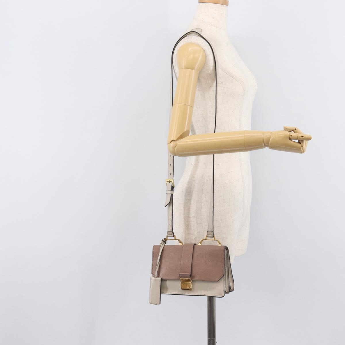 Miu Miu Madras Shoulder Bag Leather Purple Gray Auth 213312