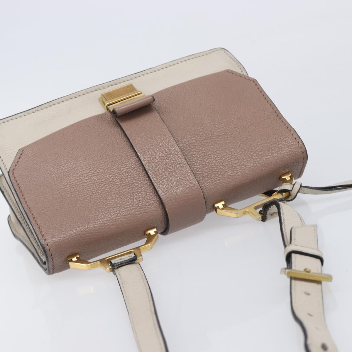 Miu Miu Madras Shoulder Bag Leather Purple Gray Auth 213312