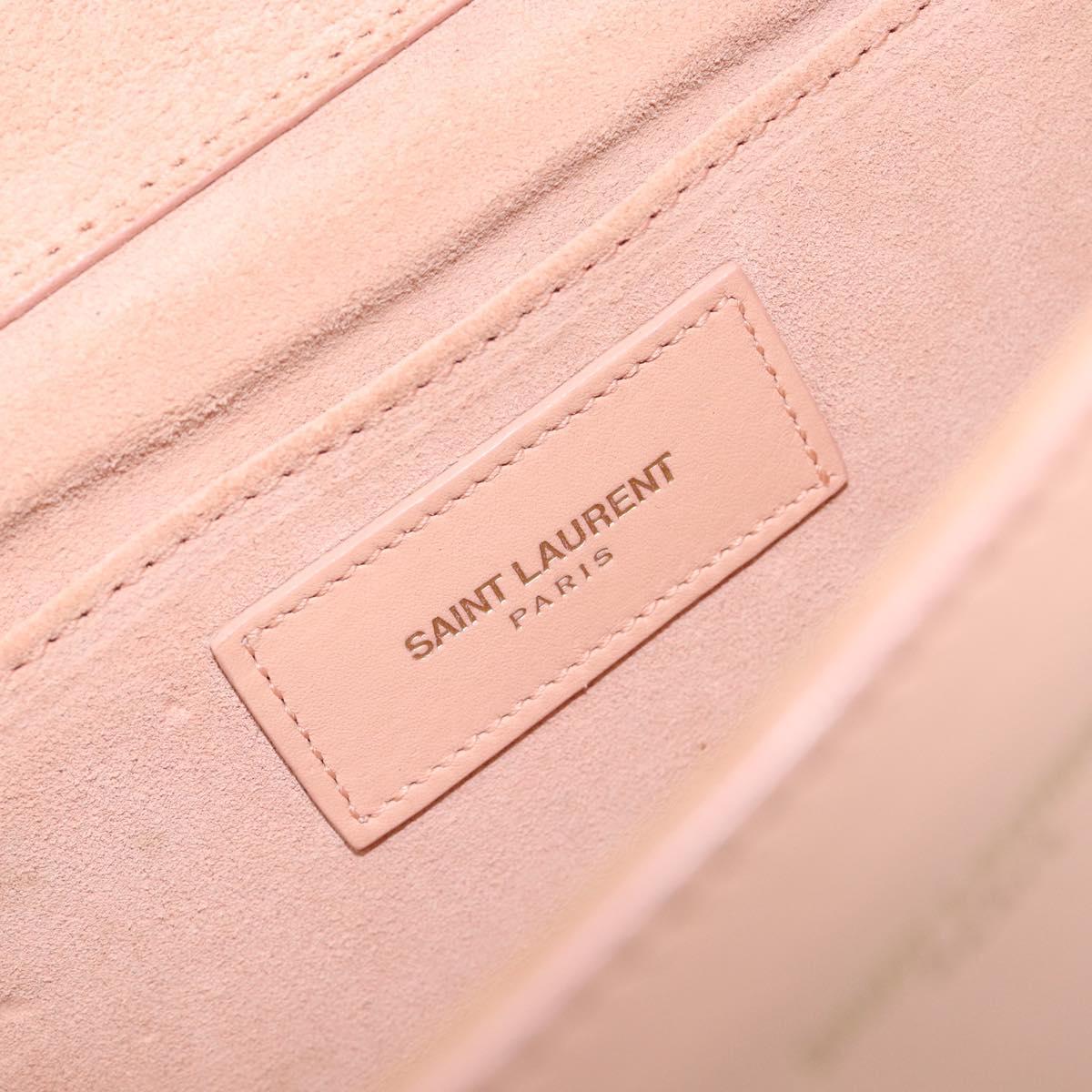 Saint Laurent Y Line Clutch Bag Leather Pink Gold 311213 Auth 213314