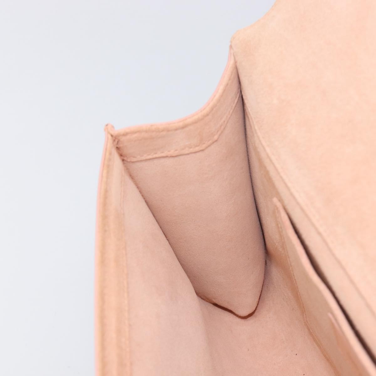 Saint Laurent Y Line Clutch Bag Leather Pink Gold 311213 Auth 213314
