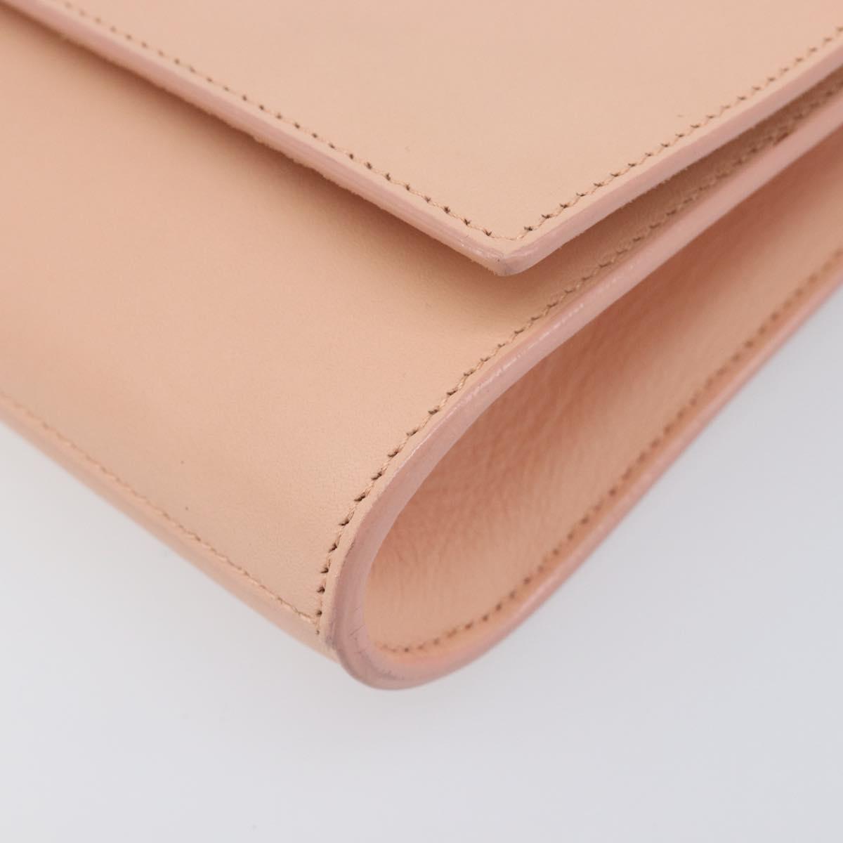 Saint Laurent Y Line Clutch Bag Leather Pink Gold 311213 Auth 213314