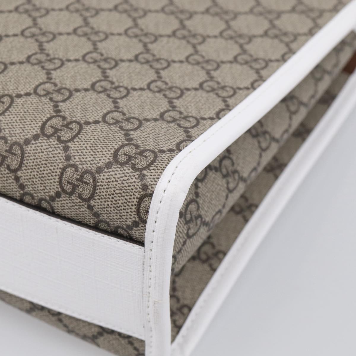 GUCCI GG Supreme Children's Hand Bag PVC Beige Silver 605614 Auth 213317M