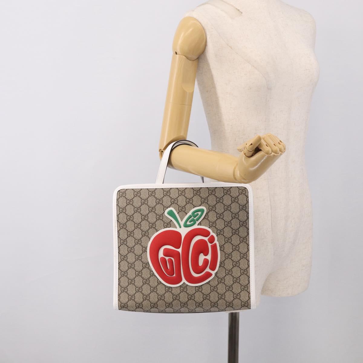 GUCCI GG Supreme Children's Hand Bag PVC Beige Silver 605614 Auth 213317M