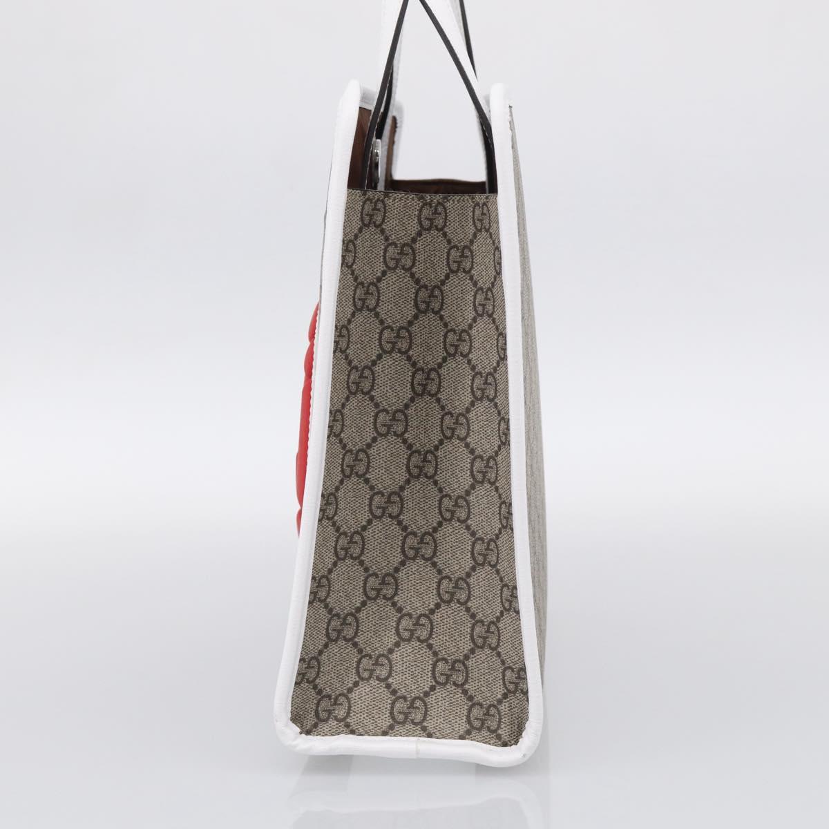 GUCCI GG Supreme Children's Hand Bag PVC Beige Silver 605614 Auth 213317M