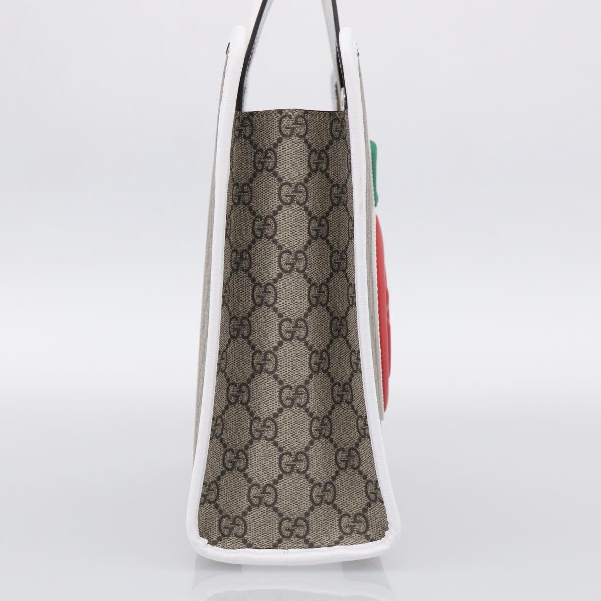 GUCCI GG Supreme Children's Hand Bag PVC Beige Silver 605614 Auth 213317M