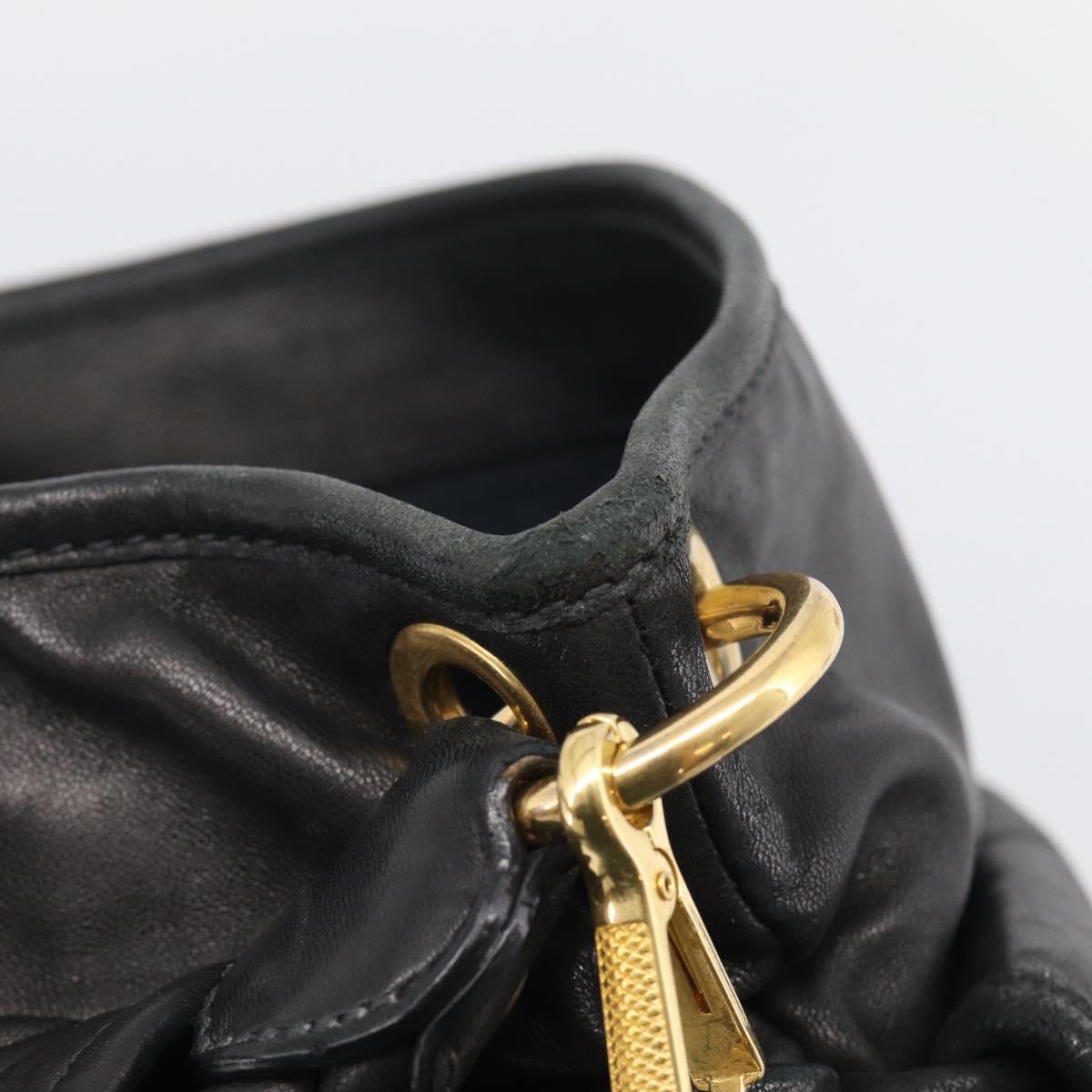 Miu Miu Matelasse Shoulder Bag Leather 2way Black Gold Auth 213318V