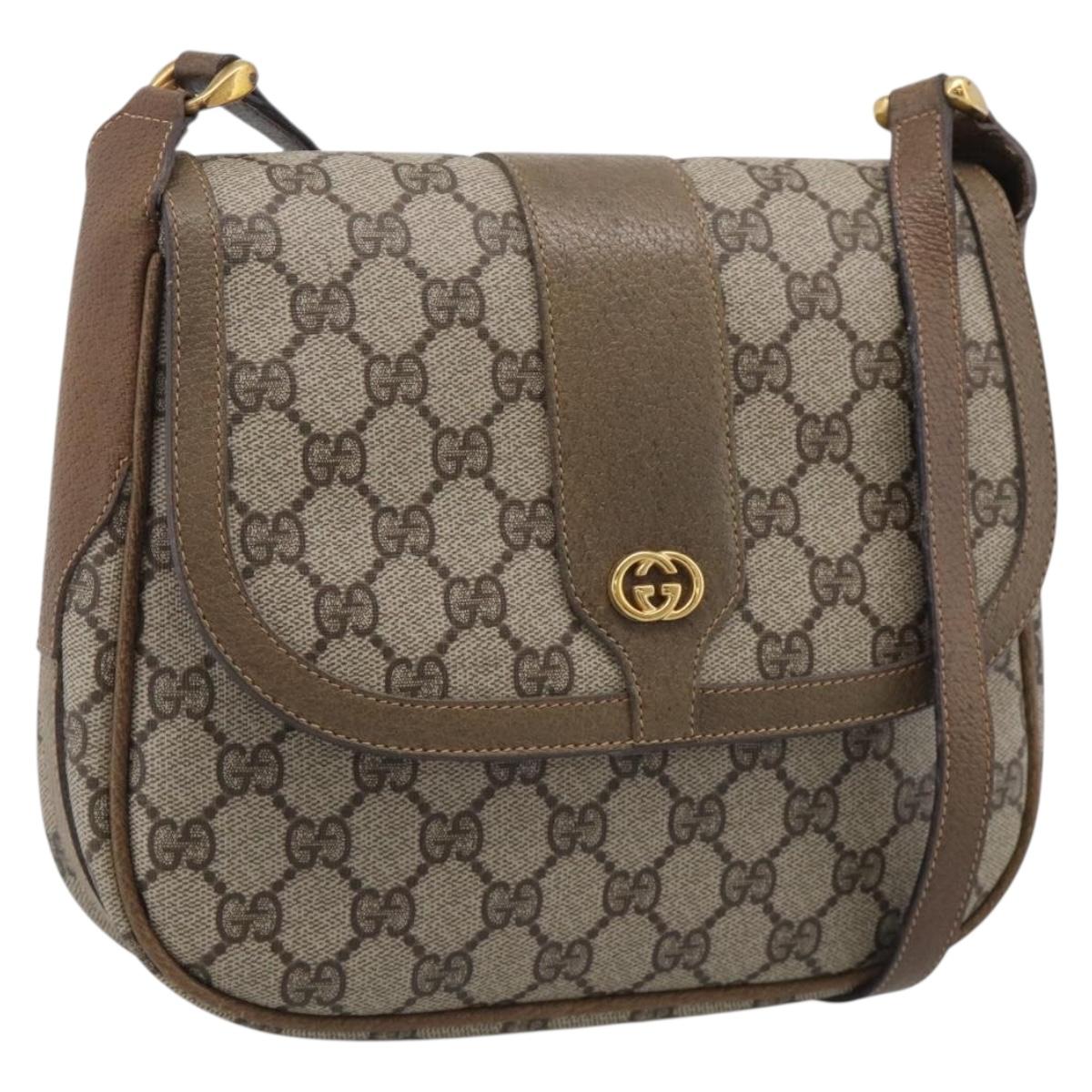 GUCCI GG Supreme Shoulder Bag PVC Beige Gold 001 115 4425 Auth 213320