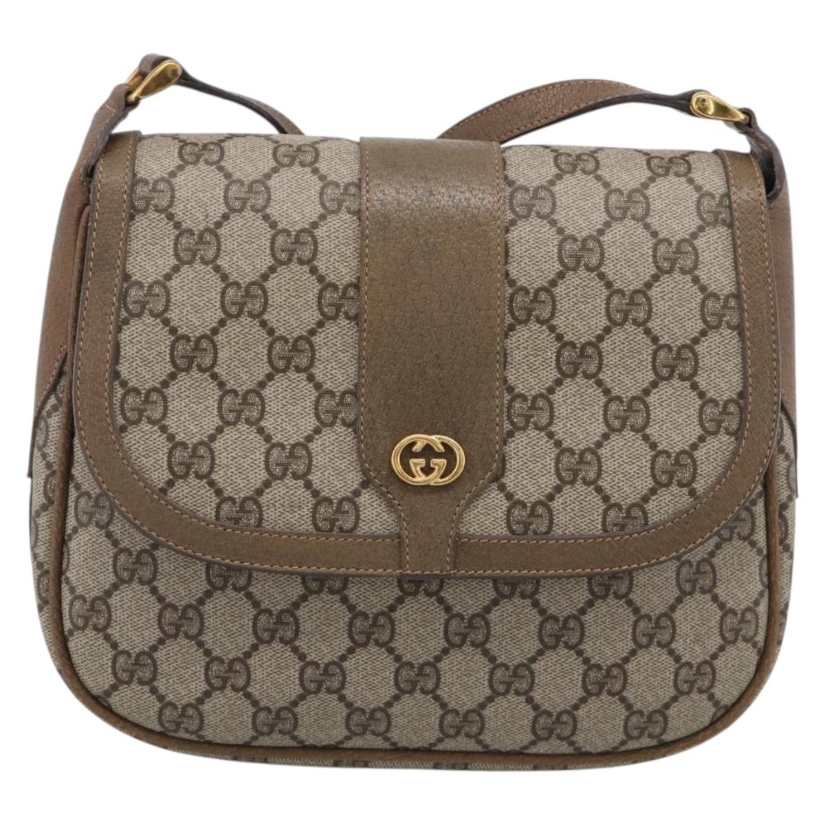 GUCCI GG Supreme Shoulder Bag PVC Beige Gold 001 115 4425 Auth 213320