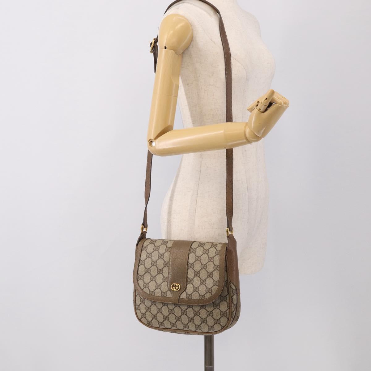 GUCCI GG Supreme Shoulder Bag PVC Beige Gold 001 115 4425 Auth 213320