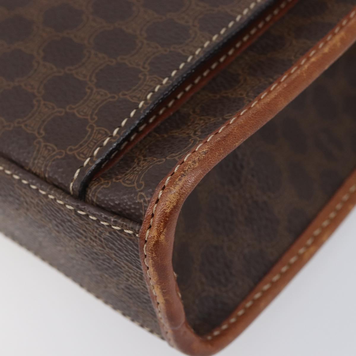 CELINE Macadam Canvas Shoulder Bag PVC Leather Brown Gold Auth 213322