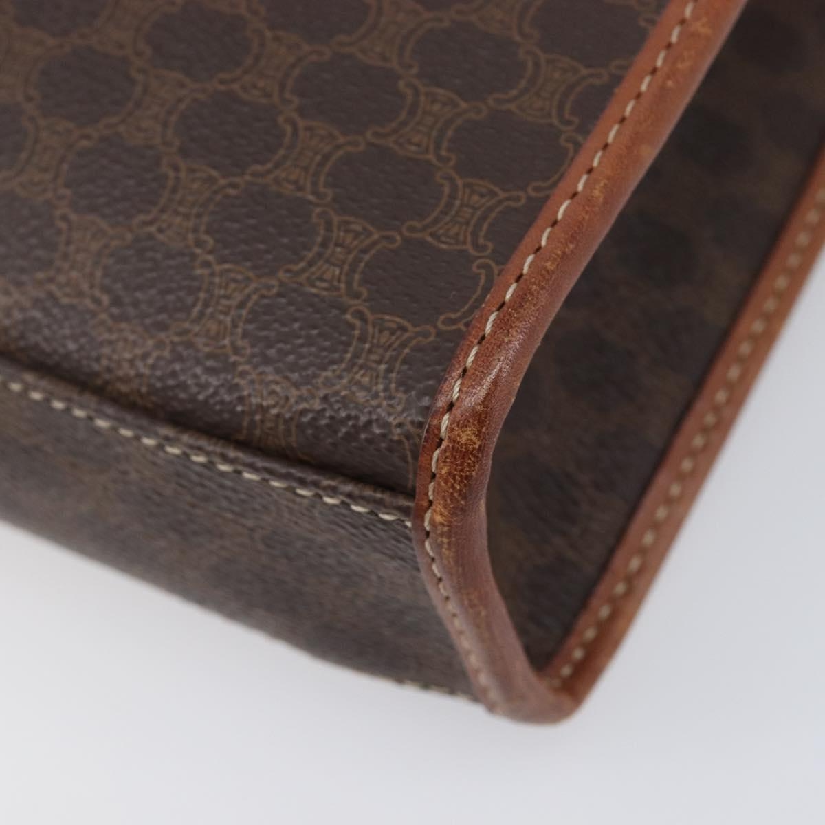 CELINE Macadam Canvas Shoulder Bag PVC Leather Brown Gold Auth 213322