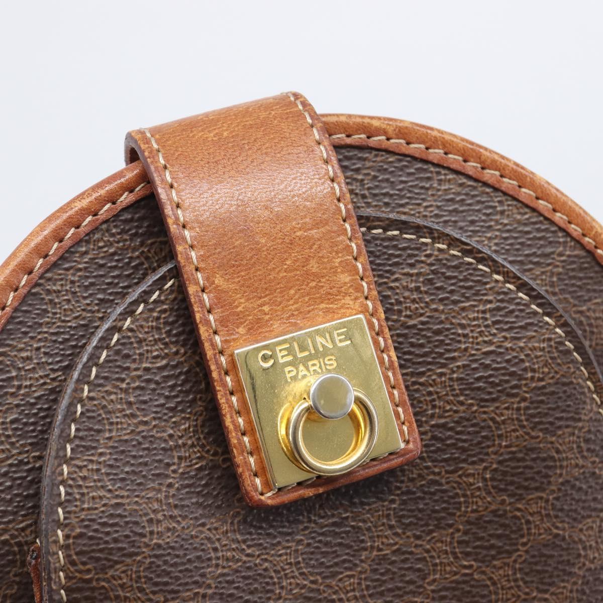 CELINE Macadam Canvas Shoulder Bag PVC Leather Brown Gold Auth 213322