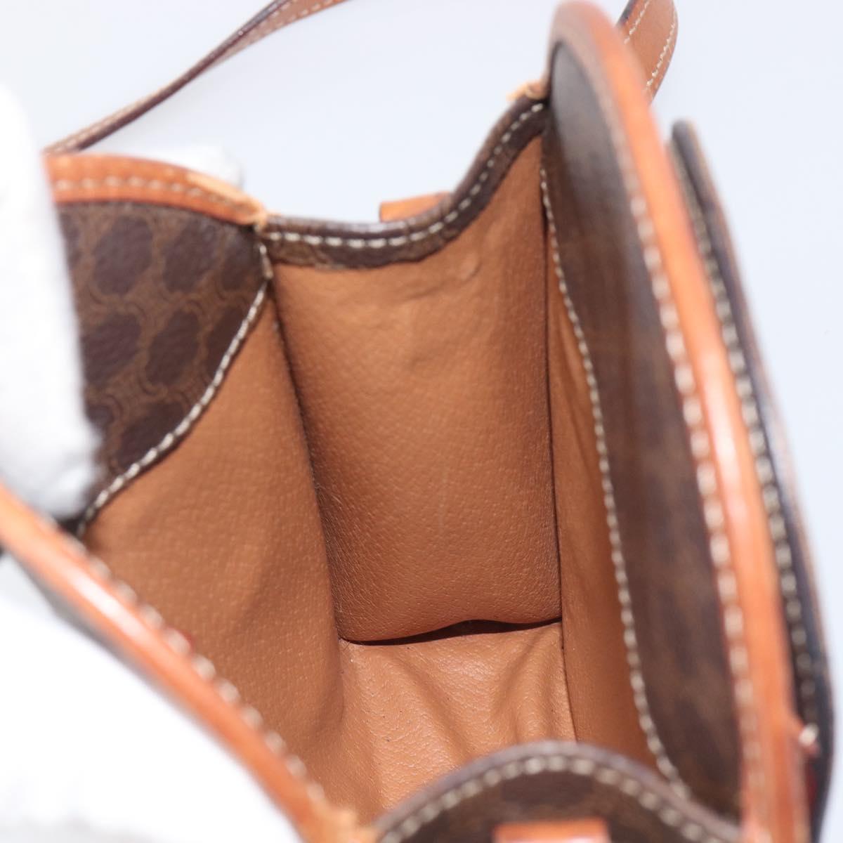 CELINE Macadam Canvas Shoulder Bag PVC Leather Brown Gold Auth 213322