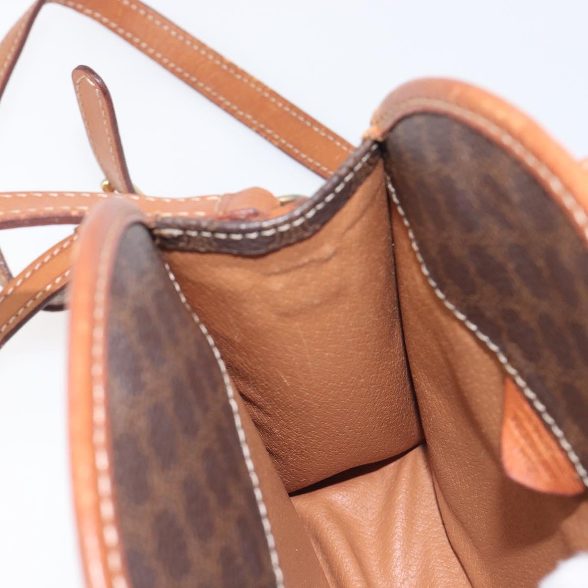 CELINE Macadam Canvas Shoulder Bag PVC Leather Brown Gold Auth 213322
