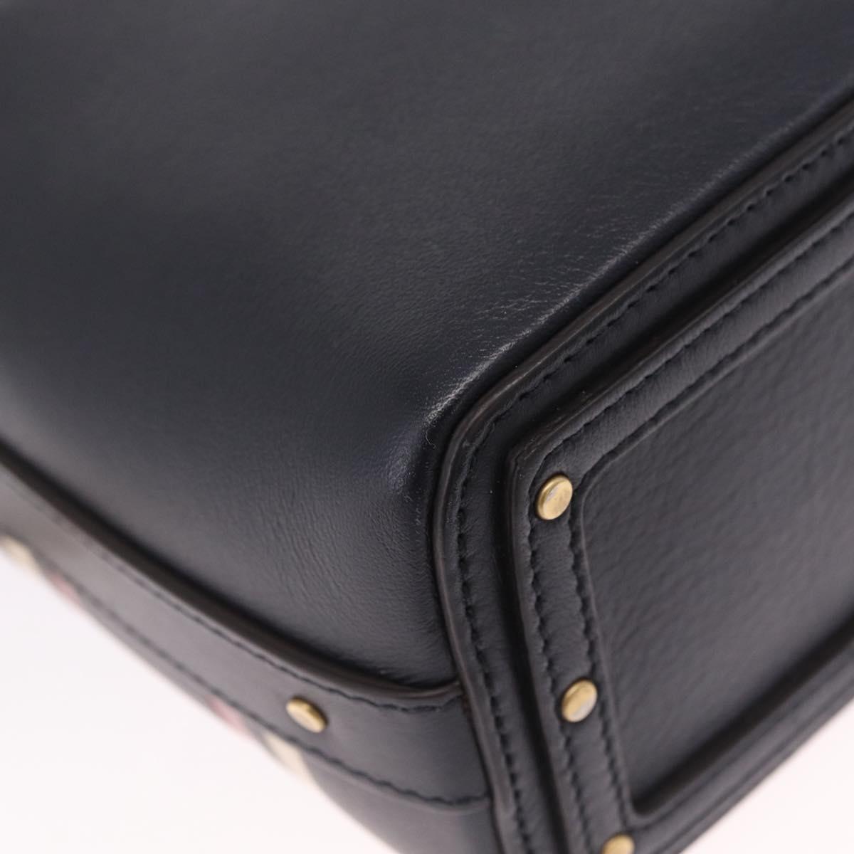 Chloe Hand Bag Leather Navy Gold Auth 213323A