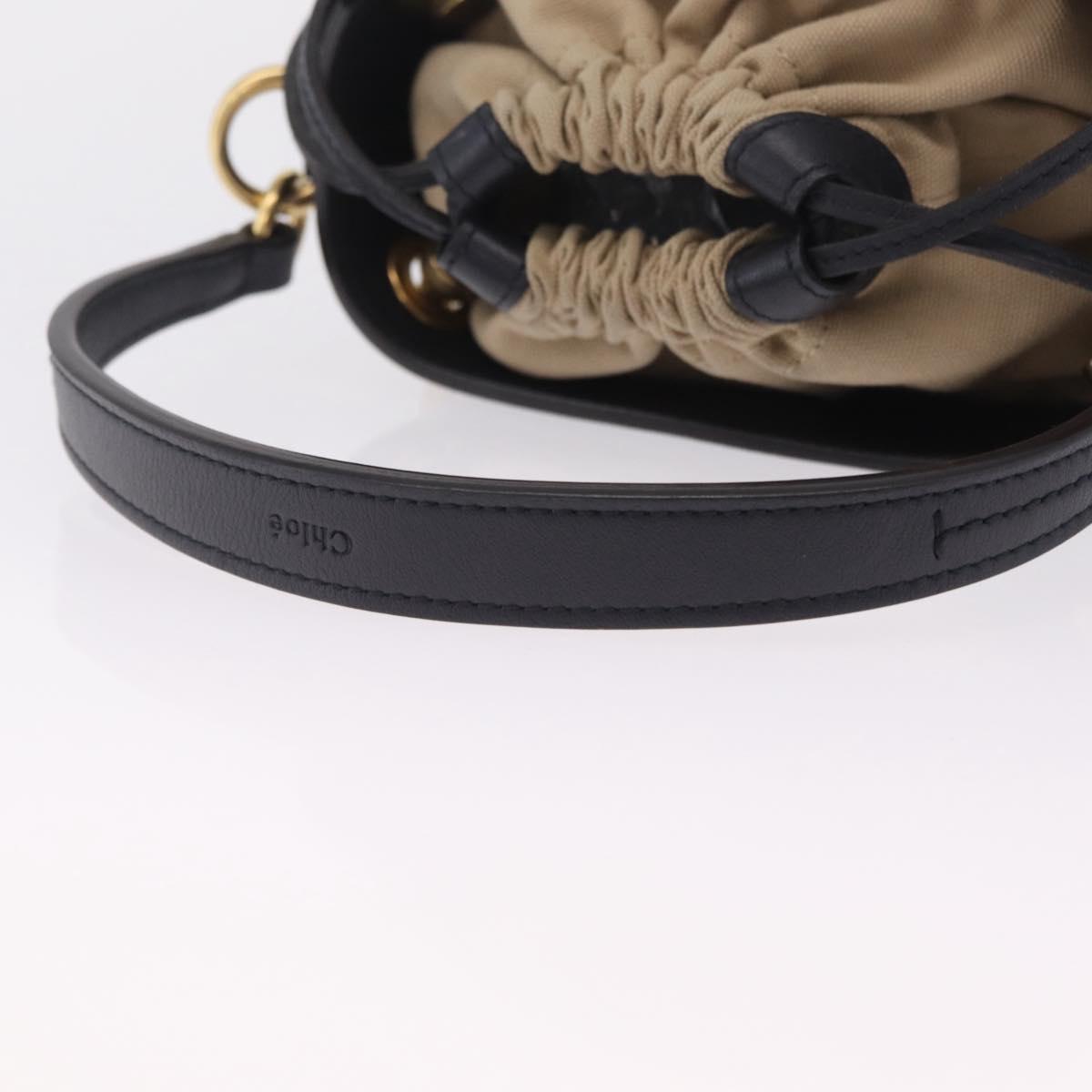Chloe Hand Bag Leather Navy Gold Auth 213323A