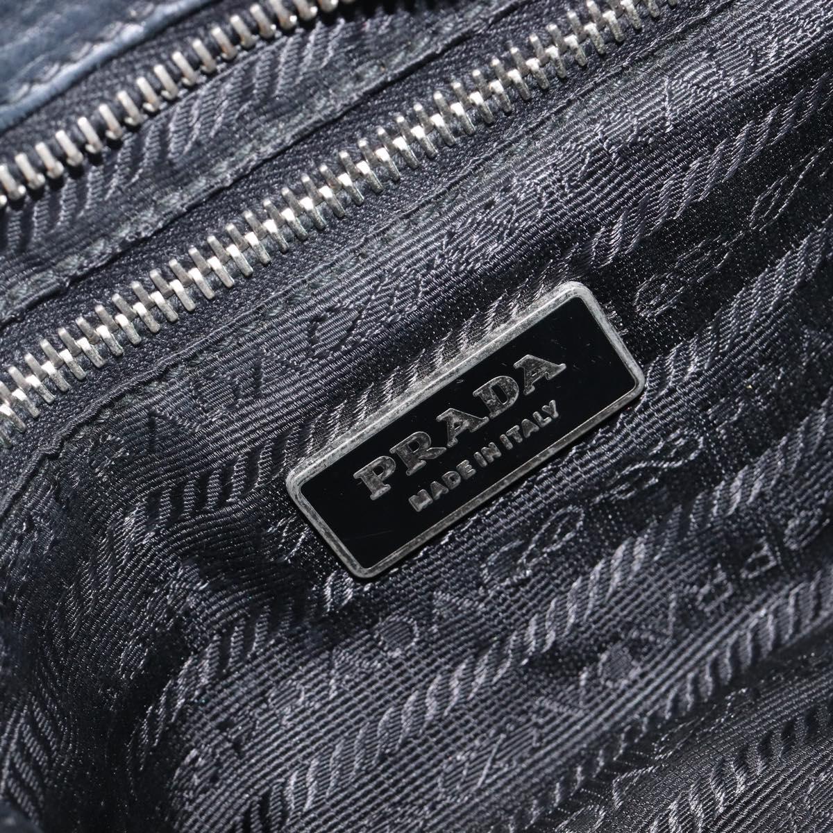 PRADA Shoulder Bag Nylon Leather Black Silver Auth 213330