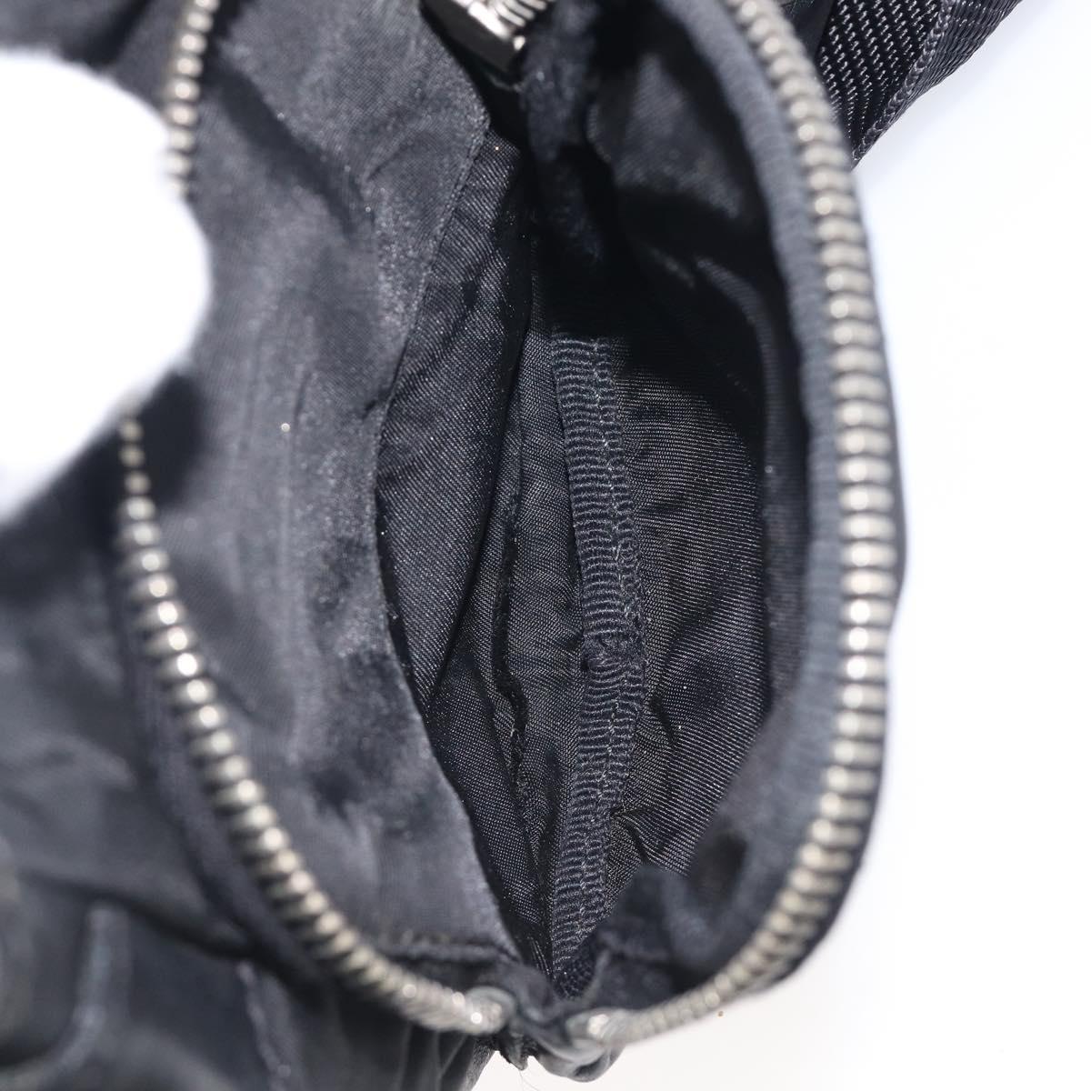 PRADA Shoulder Bag Nylon Leather Black Silver Auth 213330